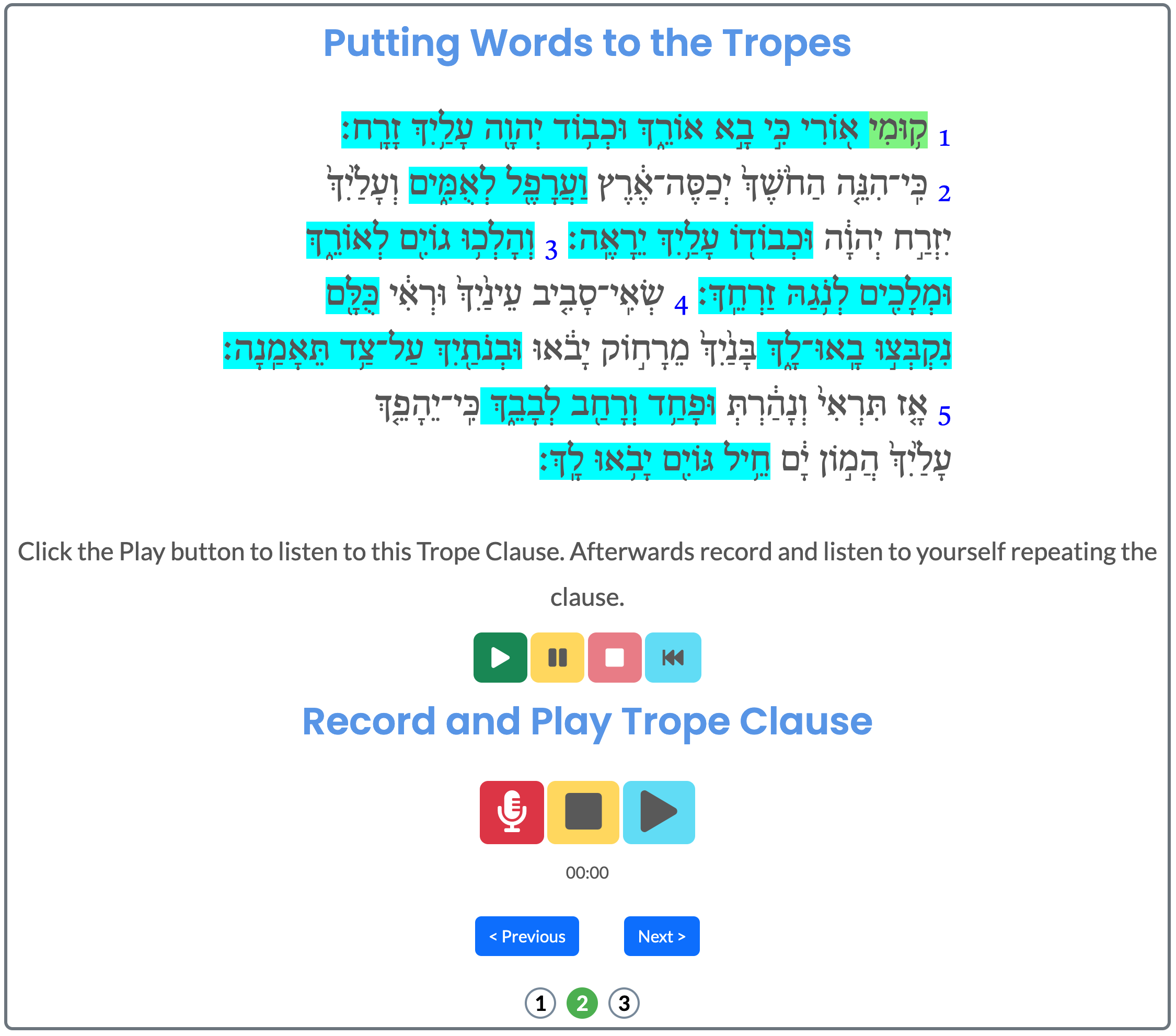 Colorized sample verses showing trope patterns.